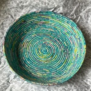 Hand Dyed Cotton Batik Rope Bowl NWOT